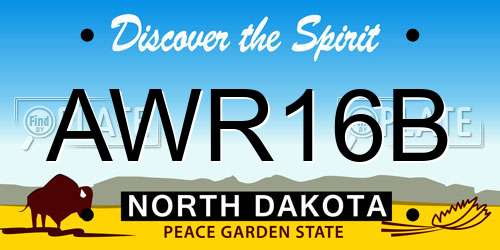 AWR16B North Dakota License Plate
