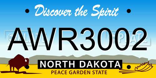 AWR3002 North Dakota License Plate