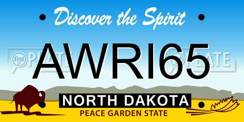 AWRI65 North Dakota License Plate