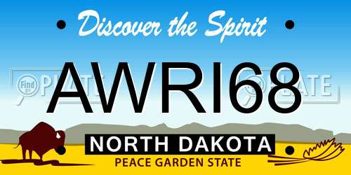 AWRI68 North Dakota License Plate
