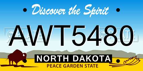 AWT5480 North Dakota License Plate