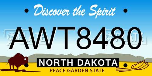 AWT8480 North Dakota License Plate