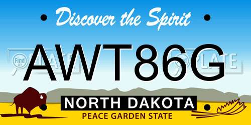 AWT86G North Dakota License Plate