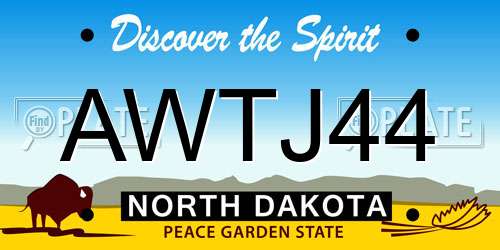 AWTJ44 North Dakota License Plate