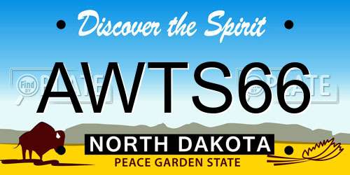 AWTS66 North Dakota License Plate