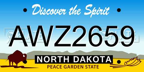 AWZ2659 North Dakota License Plate