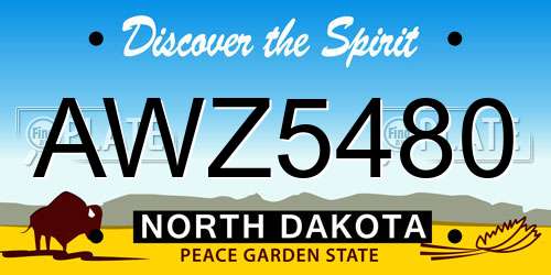 AWZ5480 North Dakota License Plate