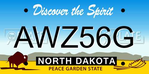 AWZ56G North Dakota License Plate