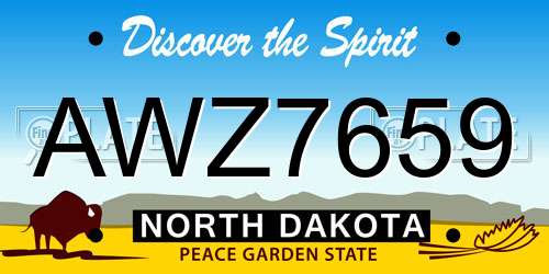 AWZ7659 North Dakota License Plate
