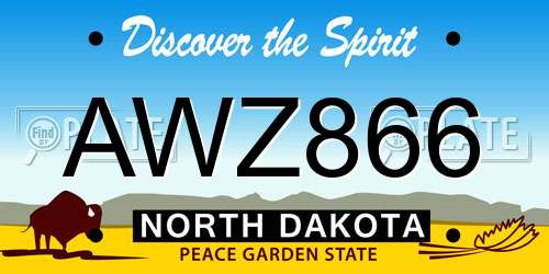 AWZ866 North Dakota License Plate
