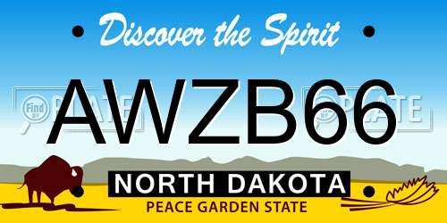 AWZB66 North Dakota License Plate