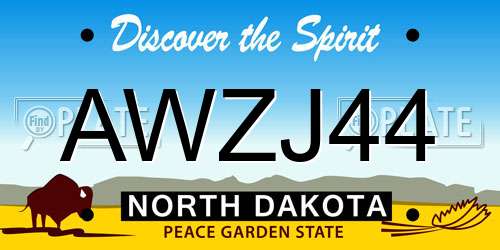 AWZJ44 North Dakota License Plate