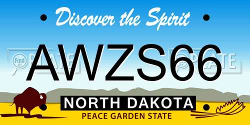 AWZS66 North Dakota License Plate