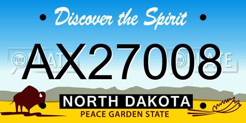 AX27008 North Dakota License Plate