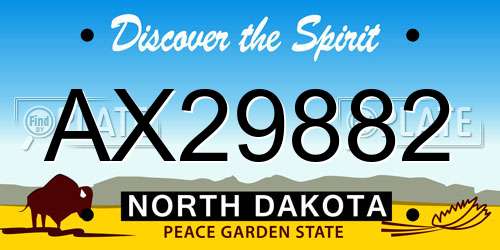 AX29882 North Dakota License Plate