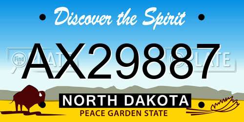 AX29887 North Dakota License Plate