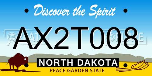 AX2T008 North Dakota License Plate
