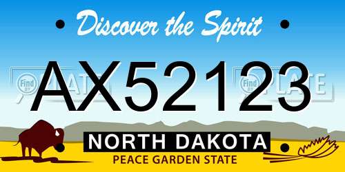 AX52123 North Dakota License Plate