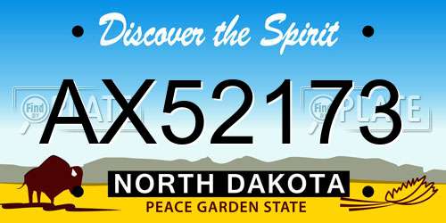 AX52173 North Dakota License Plate