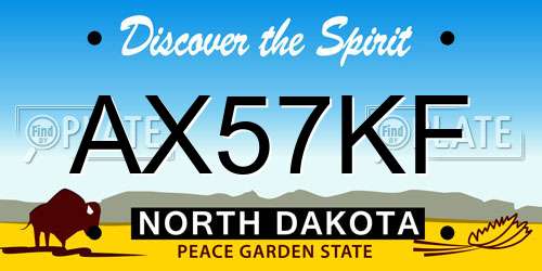 AX57KF North Dakota License Plate