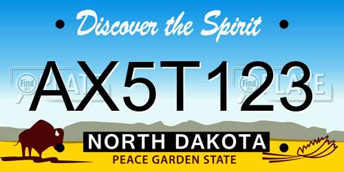 AX5T123 North Dakota License Plate