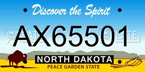 AX65501 North Dakota License Plate