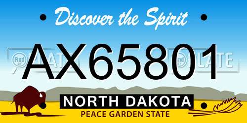 AX65801 North Dakota License Plate