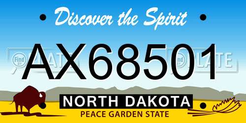 AX68501 North Dakota License Plate