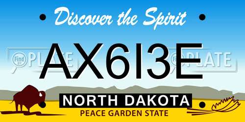AX6I3E North Dakota License Plate
