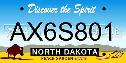 AX6S801 North Dakota License Plate