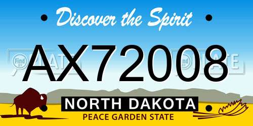 AX72008 North Dakota License Plate
