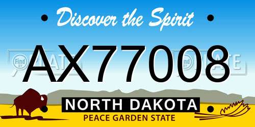 AX77008 North Dakota License Plate