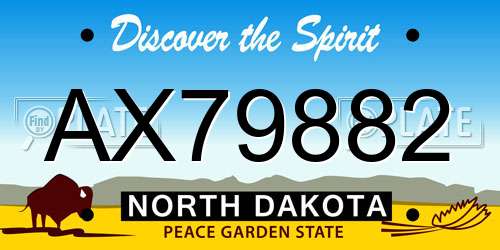 AX79882 North Dakota License Plate