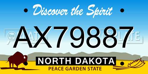 AX79887 North Dakota License Plate