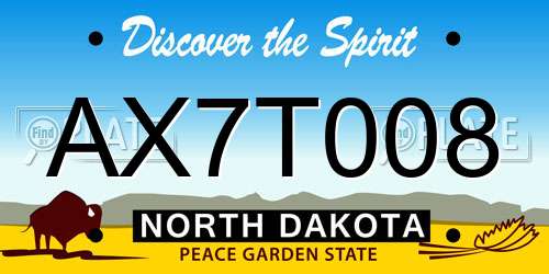 AX7T008 North Dakota License Plate