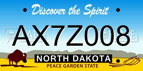 AX7Z008 North Dakota License Plate