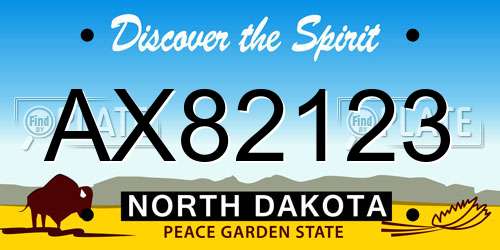 AX82123 North Dakota License Plate