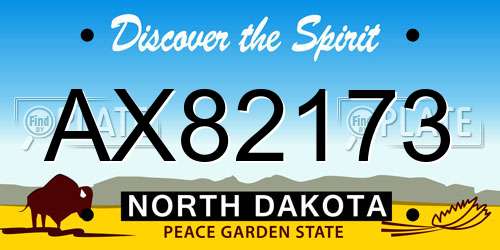 AX82173 North Dakota License Plate