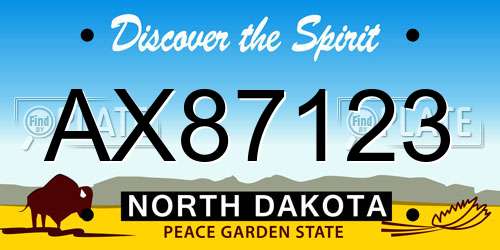 AX87123 North Dakota License Plate
