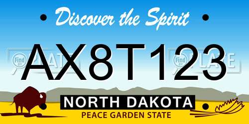AX8T123 North Dakota License Plate