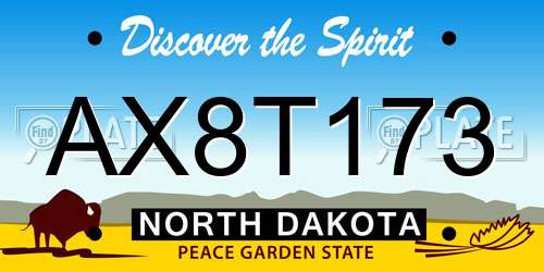 AX8T173 North Dakota License Plate