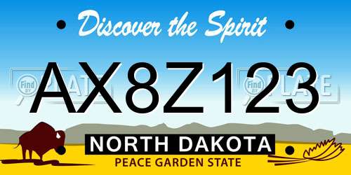 AX8Z123 North Dakota License Plate
