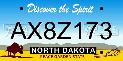 AX8Z173 North Dakota License Plate