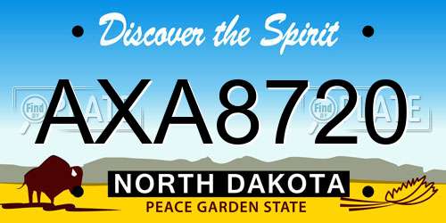 AXA8720 North Dakota License Plate