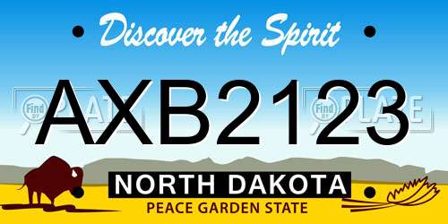 AXB2123 North Dakota License Plate