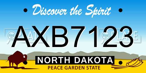 AXB7123 North Dakota License Plate