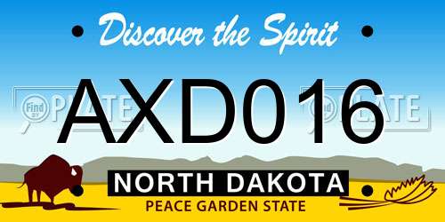 AXD016 North Dakota License Plate