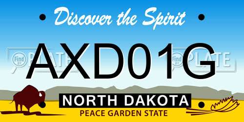 AXD01G North Dakota License Plate