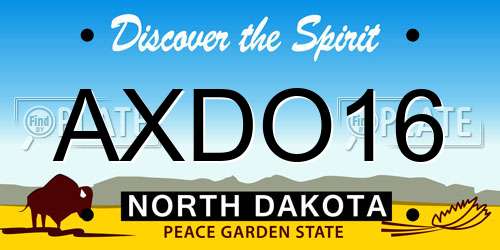 AXDO16 North Dakota License Plate