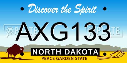 AXG133 North Dakota License Plate